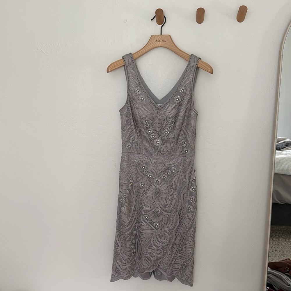 Sue Wong gray embroidered dress